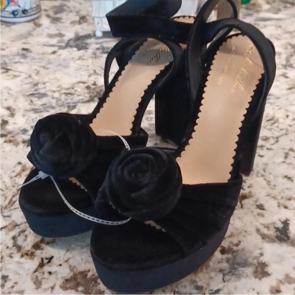 ANTONIO MELANI x Nicola Bathie Emilia velvet Platform Heels NEW
